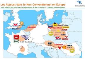 Principales compagnies d'extraction en Europe. S'y ajoutent les filiales des majors pétrolières et gazières mondiales.